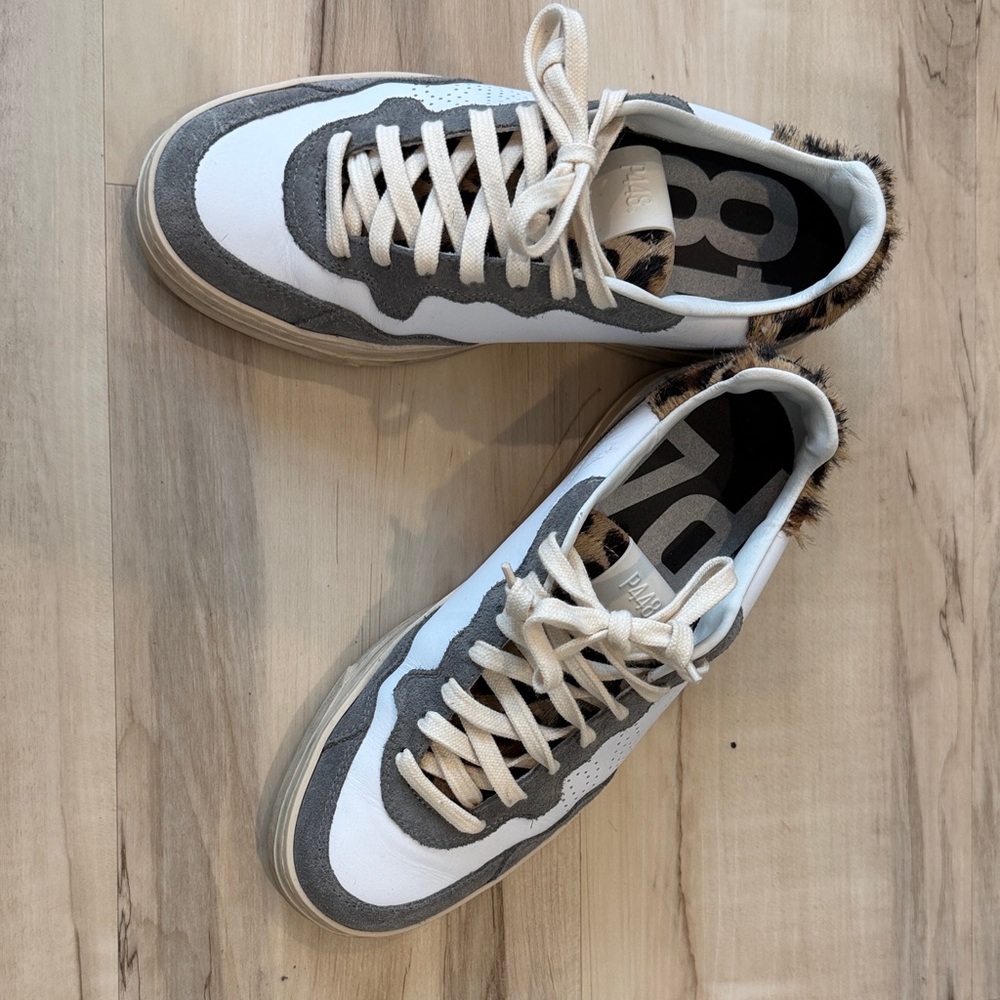 P448 Bali low top sneakers - gray suede and leopard hair
